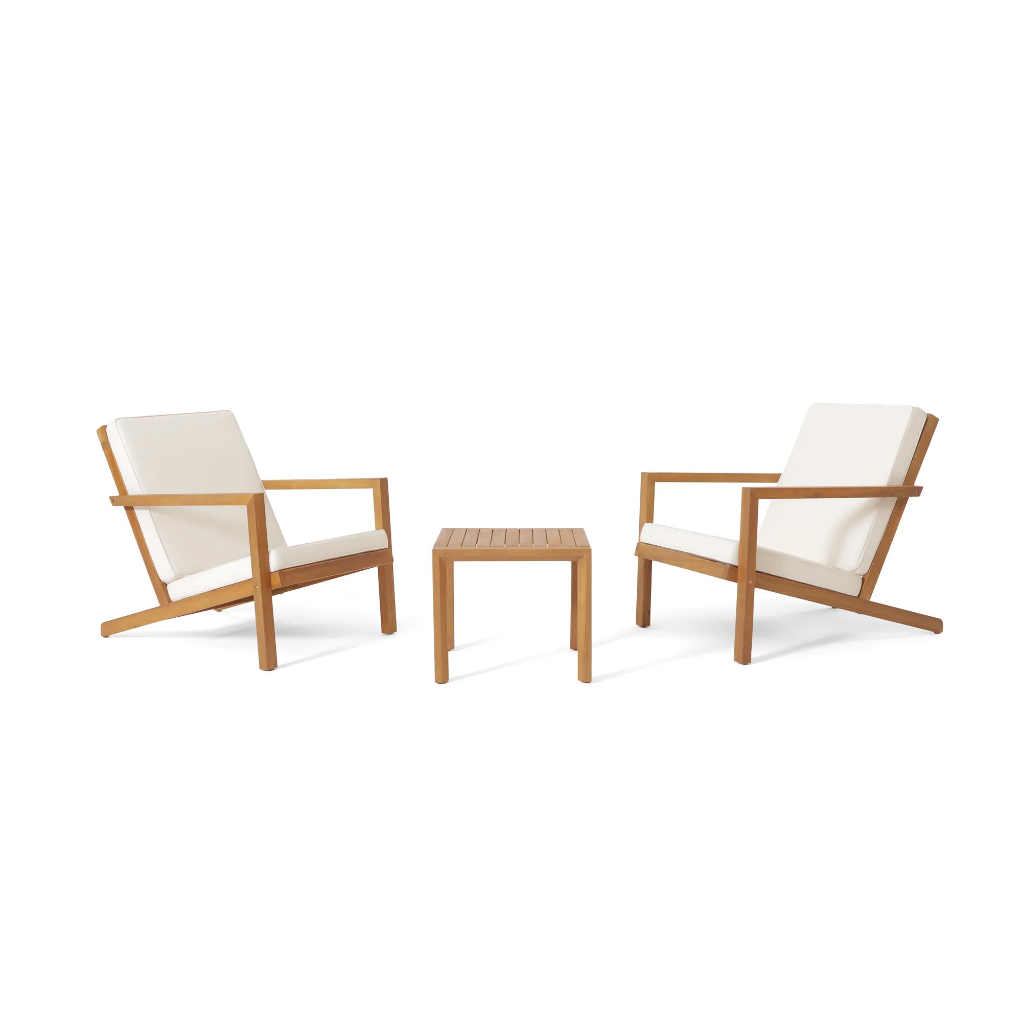 3 Pieces Wood Outdoor Patio Seat Set