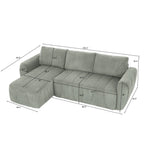 3 Seater Fabric Convertible Modern Sectional Sleeper Sofa Bed