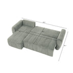3 Seater Fabric Convertible Modern Sectional Sleeper Sofa Bed