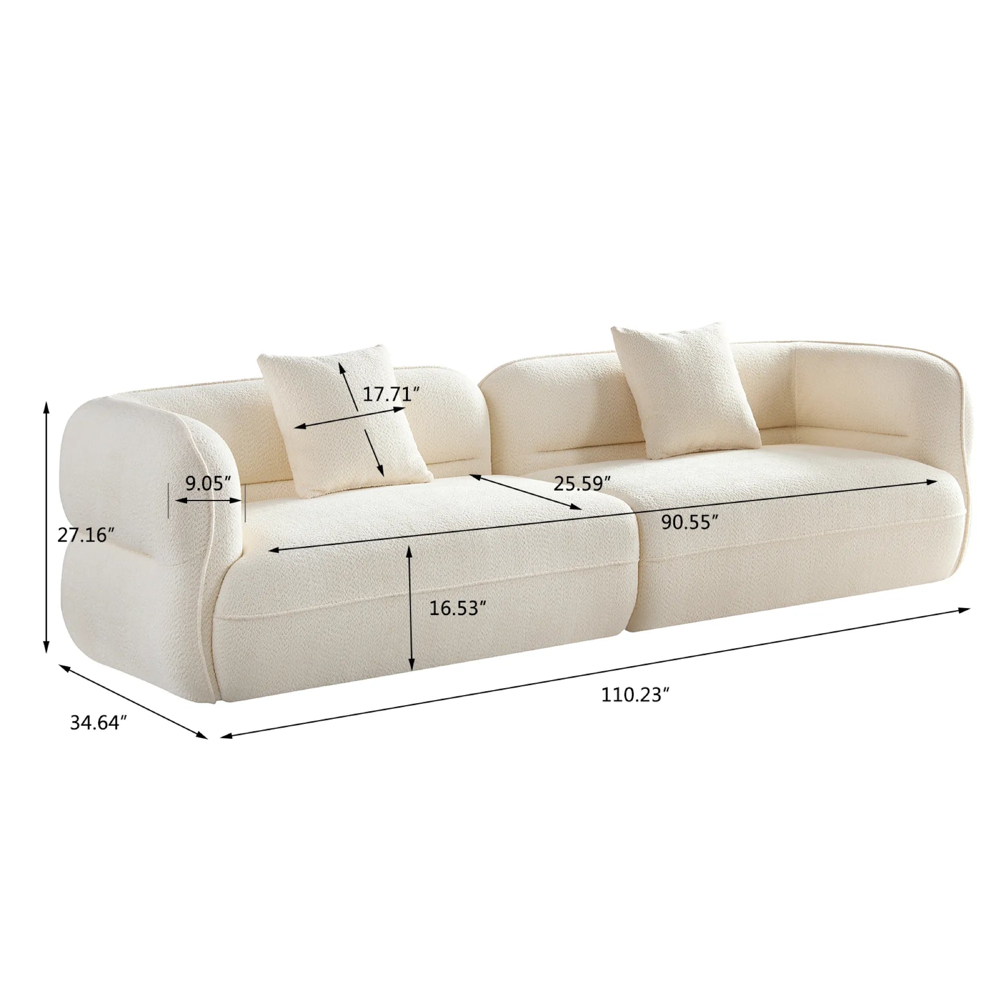 3 Seater Modern Sectional Sofa with Premium Fabric Upholstery