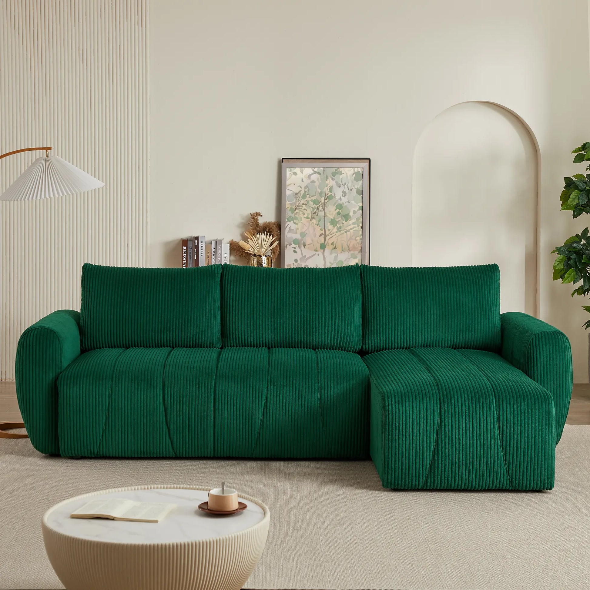 3 Seater Fabric Convertible Modern Sectional Sleeper Sofa Bed