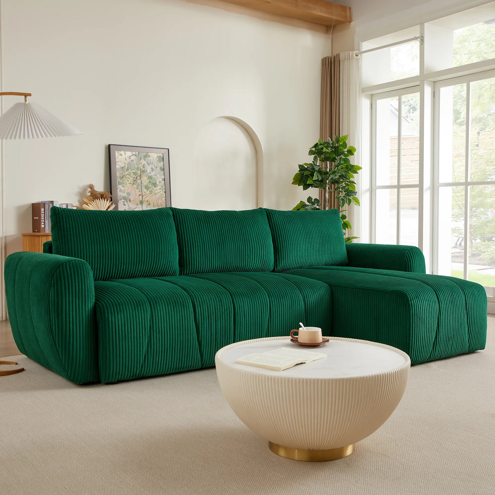 3 Seater Fabric Convertible Modern Sectional Sleeper Sofa Bed