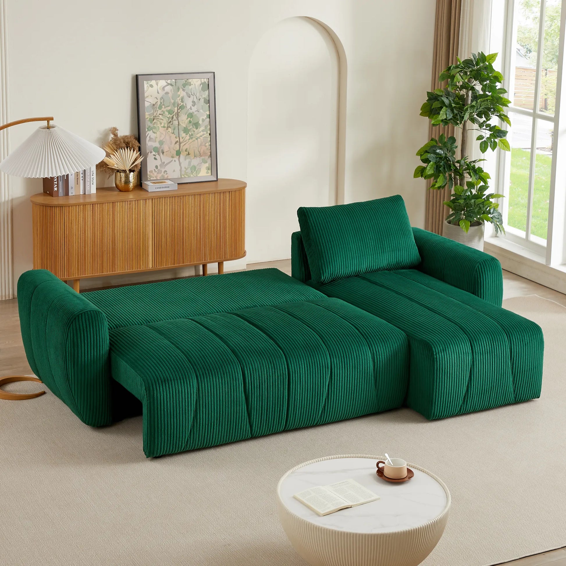 3 Seater Fabric Convertible Modern Sectional Sleeper Sofa Bed