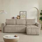 3 Seater Fabric Convertible Modern Sectional Sleeper Sofa Bed