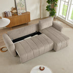 3 Seater Fabric Convertible Modern Sectional Sleeper Sofa Bed