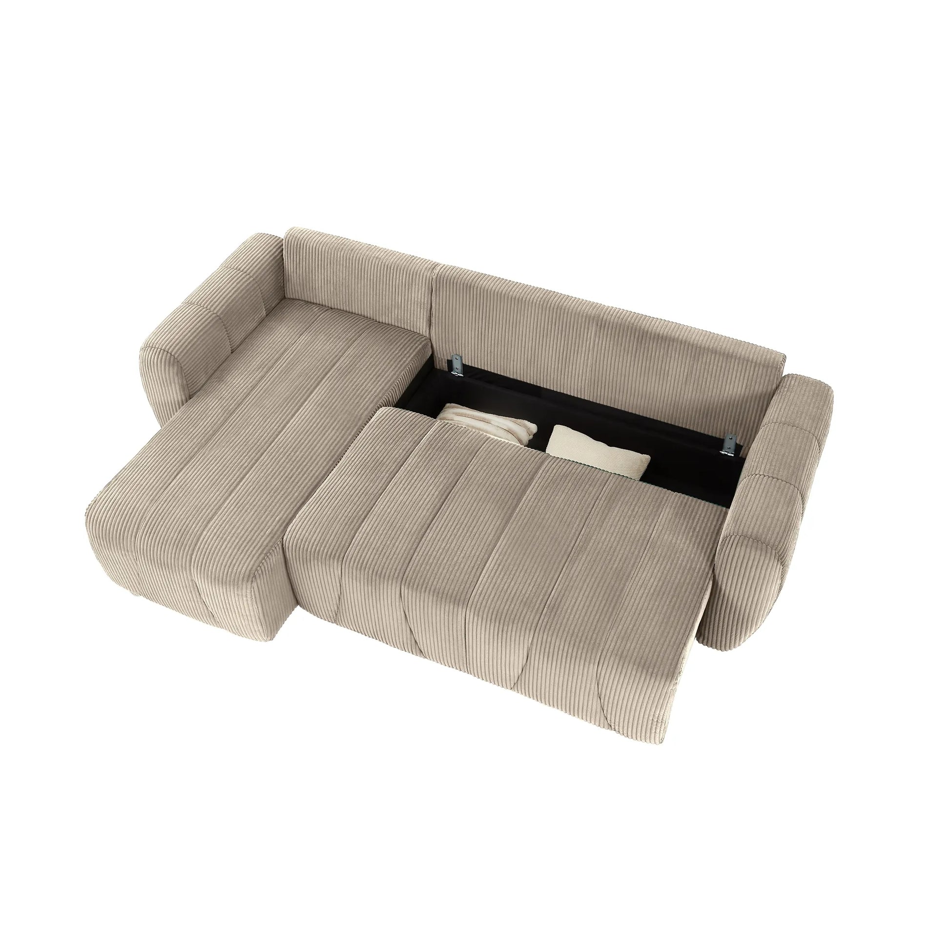 3 Seater Fabric Convertible Modern Sectional Sleeper Sofa Bed