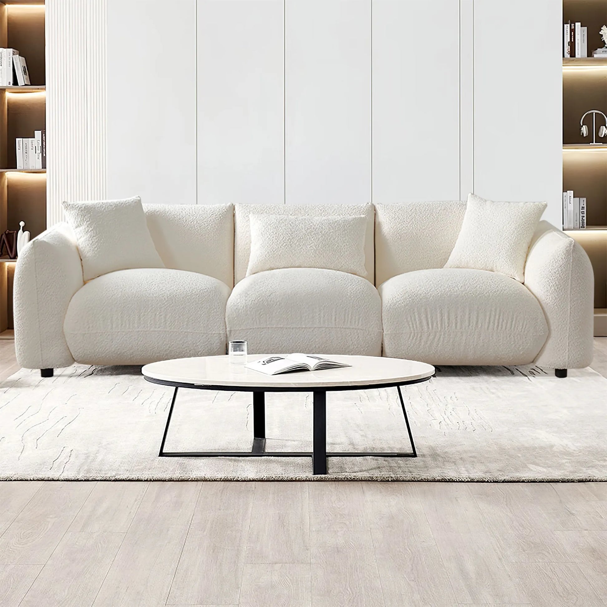 3 Seater Boucle Mid Century Modern Sofa