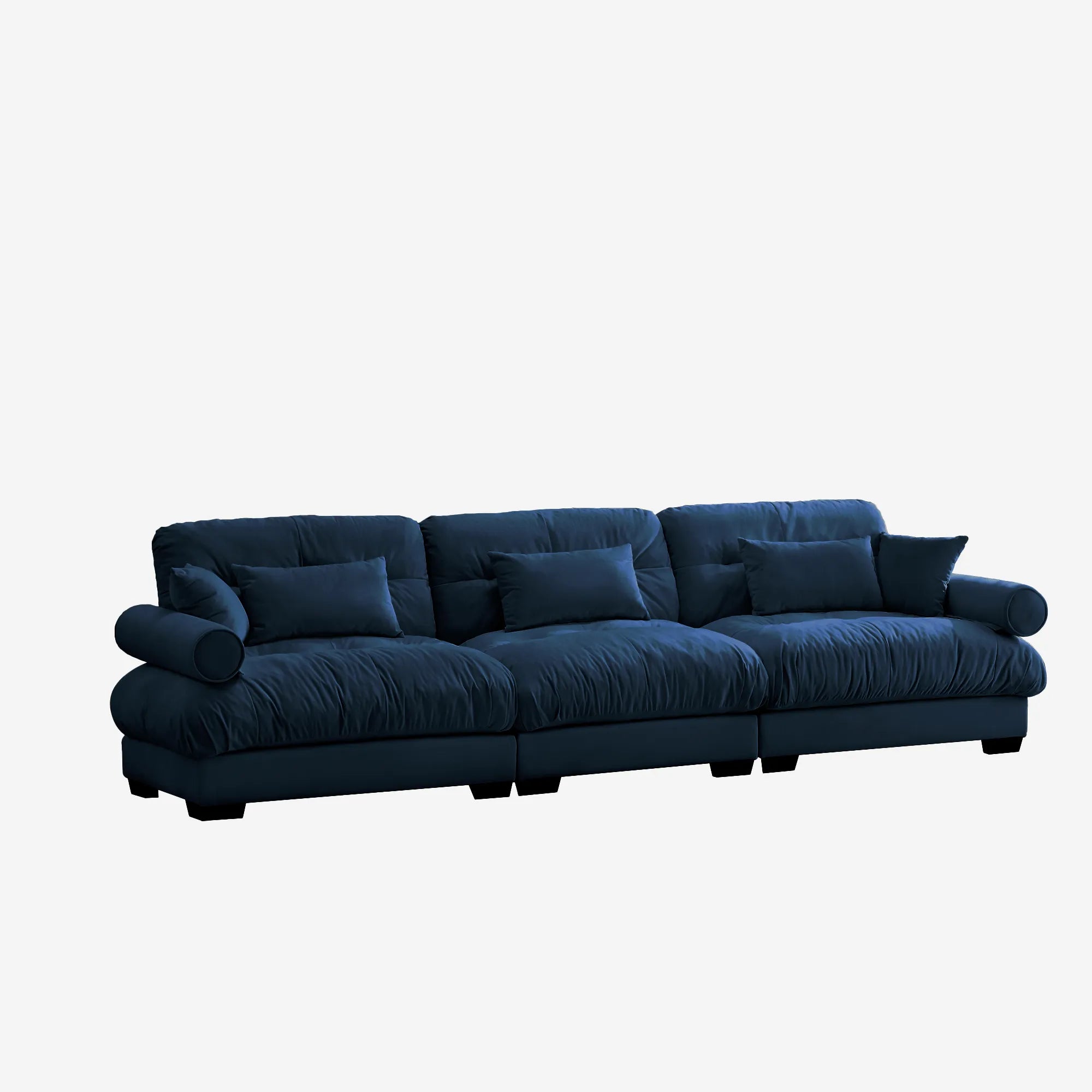 3 Seater Oversized Velvet Sectional Sofa with Movable Ottoman and Bolstered Armrests