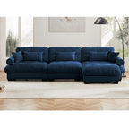 3 Seater Oversized Velvet Sectional Sofa with Movable Ottoman and Bolstered Armrests