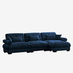 3 Seater Oversized Velvet Sectional Sofa with Movable Ottoman and Bolstered Armrests