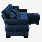 3 Seater Oversized Velvet Sectional Sofa with Movable Ottoman and Bolstered Armrests