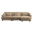 3 Seater Oversized Velvet Sectional Sofa with Movable Ottoman and Bolstered Armrests
