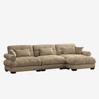 3 Seater Oversized Velvet Sectional Sofa with Movable Ottoman and Bolstered Armrests