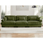 3 Seater Oversized Velvet Sectional Sofa with Movable Ottoman and Bolstered Armrests