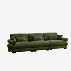 3 Seater Oversized Velvet Sectional Sofa with Movable Ottoman and Bolstered Armrests