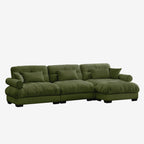 3 Seater Oversized Velvet Sectional Sofa with Movable Ottoman and Bolstered Armrests