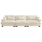 3 Seater Oversized Velvet Sectional Sofa with Movable Ottoman and Bolstered Armrests
