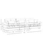 3 Seater Oversized Velvet Sectional Sofa with Movable Ottoman and Bolstered Armrests