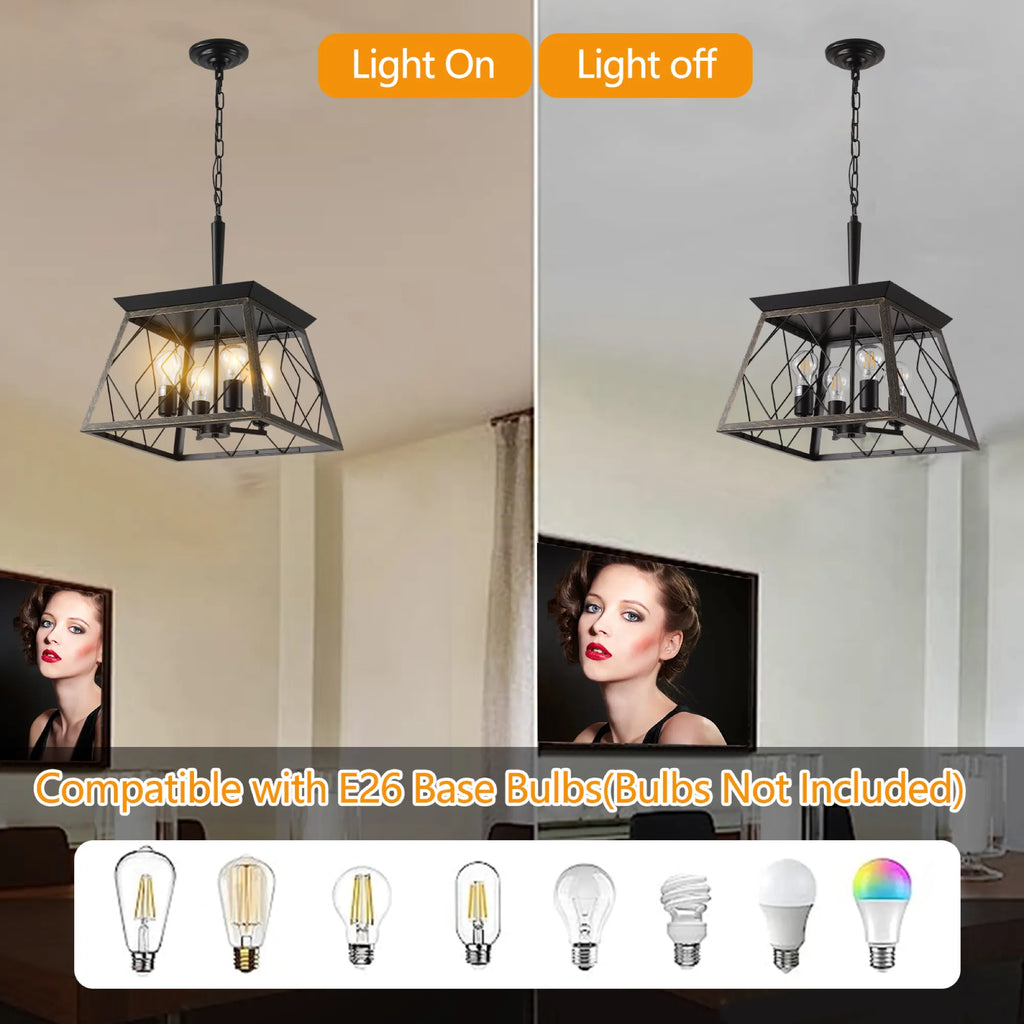 4-Light Vintage Farmhouse Pendant Light