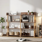4-Tier Wooden Bookcase Shelf, Rotatable & Retractable