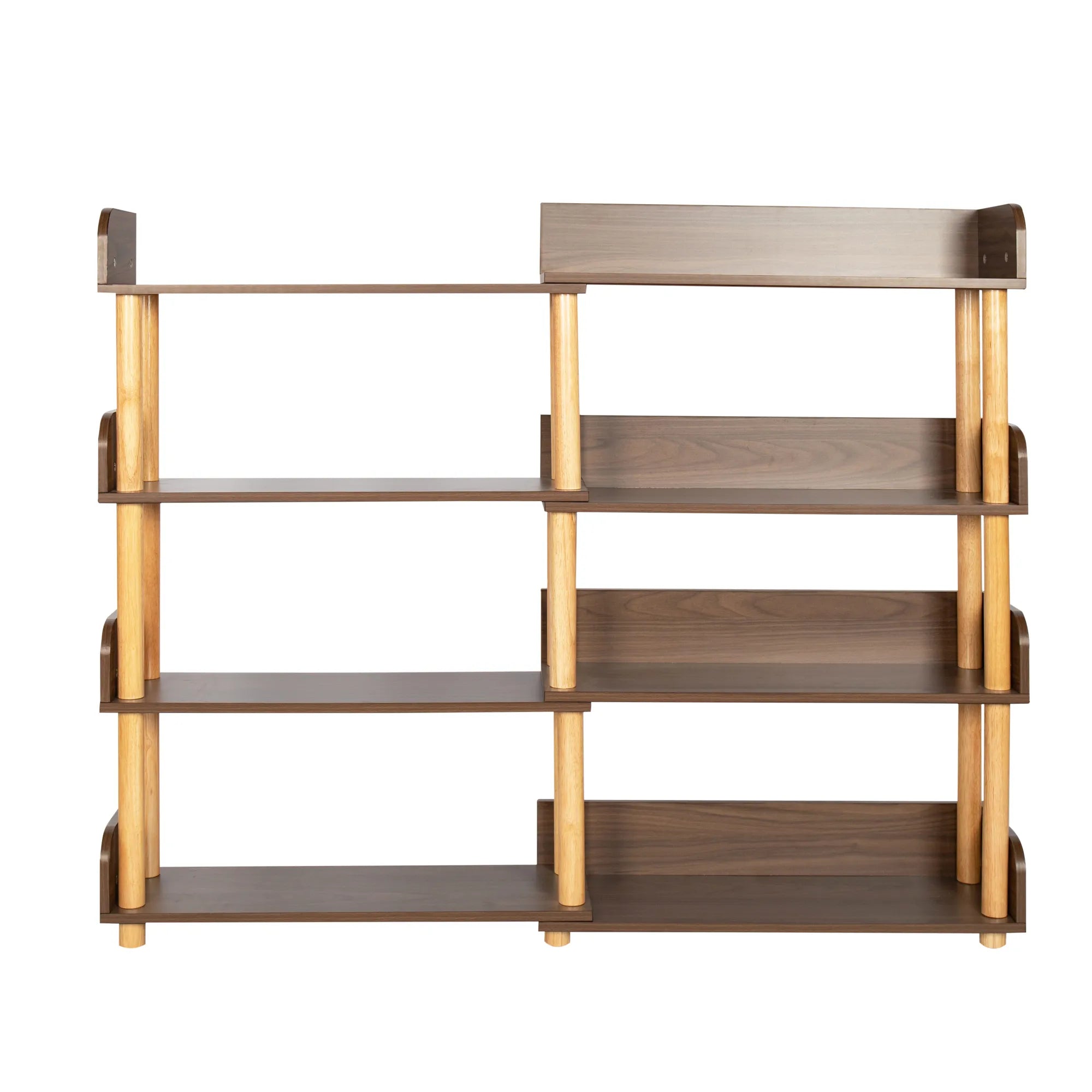 4-Tier Wooden Bookcase Shelf, Rotatable & Retractable
