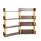 4-Tier Wooden Bookcase Shelf, Rotatable & Retractable
