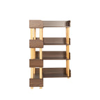 4-Tier Wooden Bookcase Shelf, Rotatable & Retractable