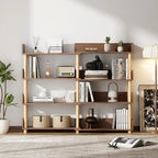 4-Tier Wooden Bookcase Shelf, Rotatable & Retractable