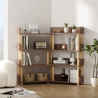 4-Tier Wooden Bookcase Shelf, Rotatable & Retractable