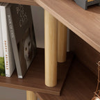 4-Tier Wooden Bookcase Shelf, Rotatable & Retractable