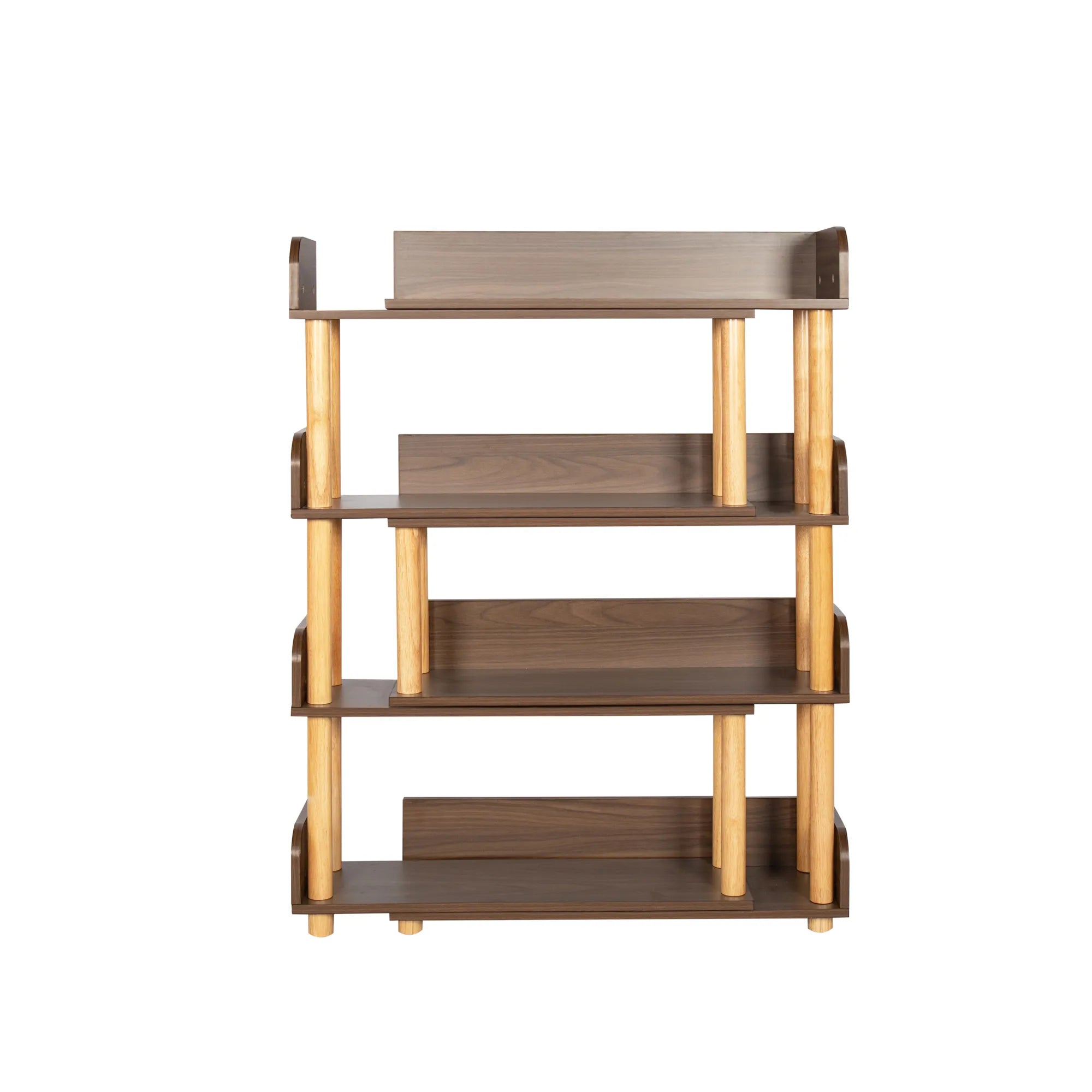 4-Tier Wooden Bookcase Shelf, Rotatable & Retractable
