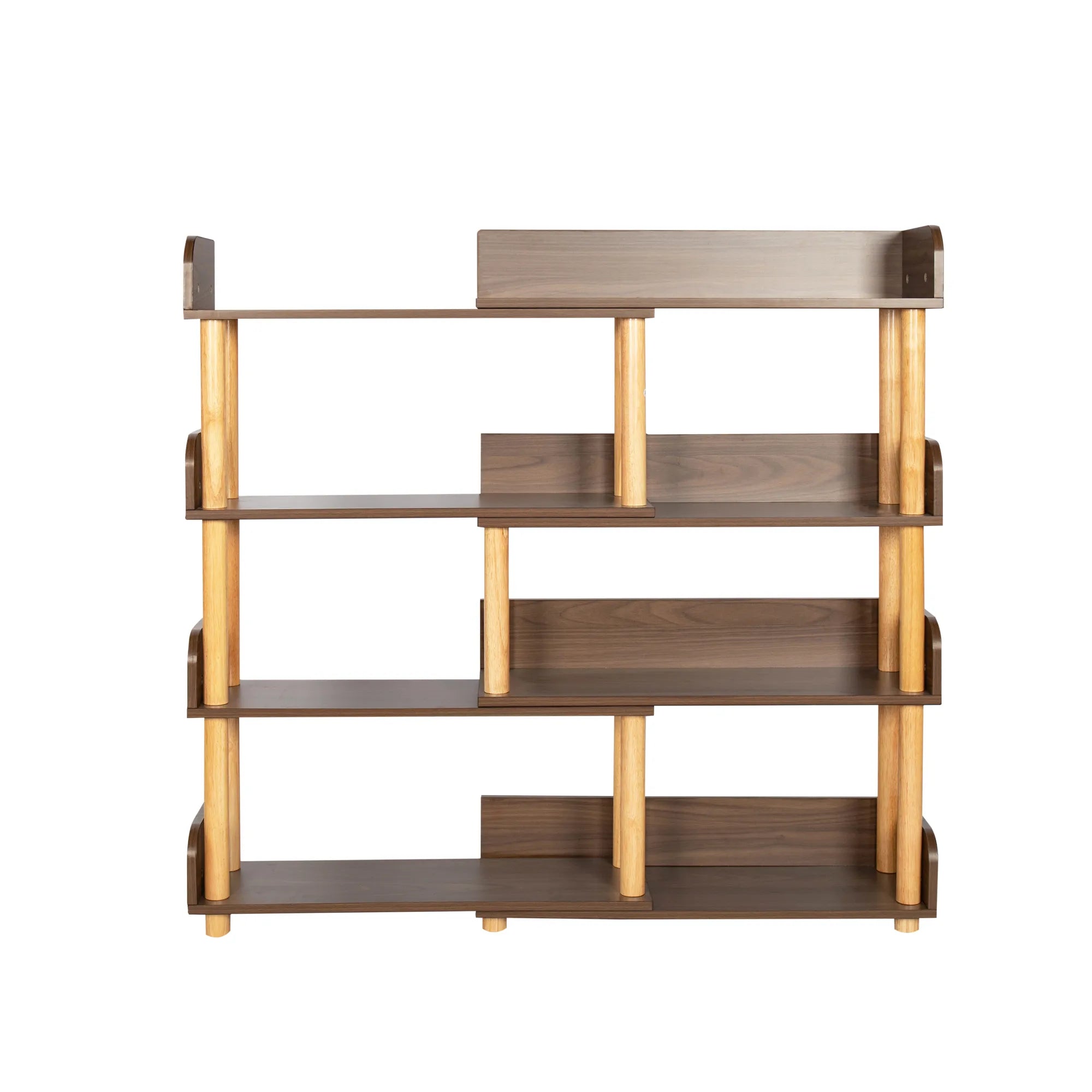 4-Tier Wooden Bookcase Shelf, Rotatable & Retractable