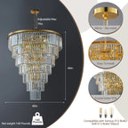 40” Grand Gold Tiered Crystal Chandelier