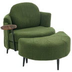 42.5" Lamb Velvet Single Sofa Chair With Cresent-Shaped Movable Footstool Ottoman