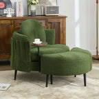 42.5" Lamb Velvet Single Sofa Chair With Cresent-Shaped Movable Footstool Ottoman
