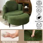 42.5" Lamb Velvet Single Sofa Chair With Cresent-Shaped Movable Footstool Ottoman