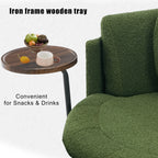 42.5" Lamb Velvet Single Sofa Chair With Cresent-Shaped Movable Footstool Ottoman
