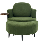 42.5" Lamb Velvet Single Sofa Chair With Cresent-Shaped Movable Footstool Ottoman