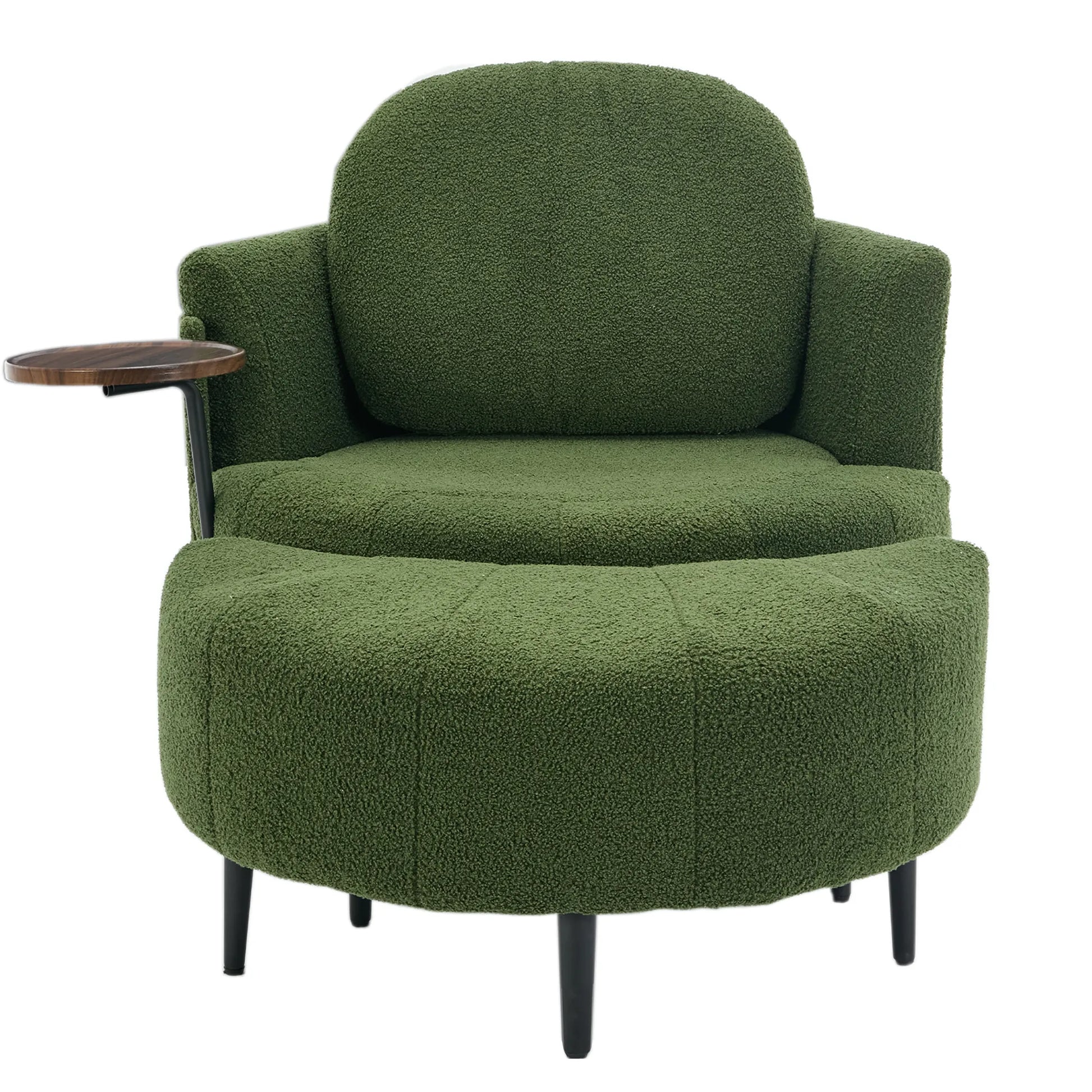 42.5" Lamb Velvet Single Sofa Chair With Cresent-Shaped Movable Footstool Ottoman
