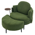 42.5" Lamb Velvet Single Sofa Chair With Cresent-Shaped Movable Footstool Ottoman