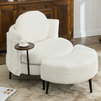 42.5" Lamb Velvet Single Sofa Chair With Cresent-Shaped Movable Footstool Ottoman