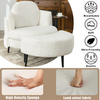 42.5" Lamb Velvet Single Sofa Chair With Cresent-Shaped Movable Footstool Ottoman