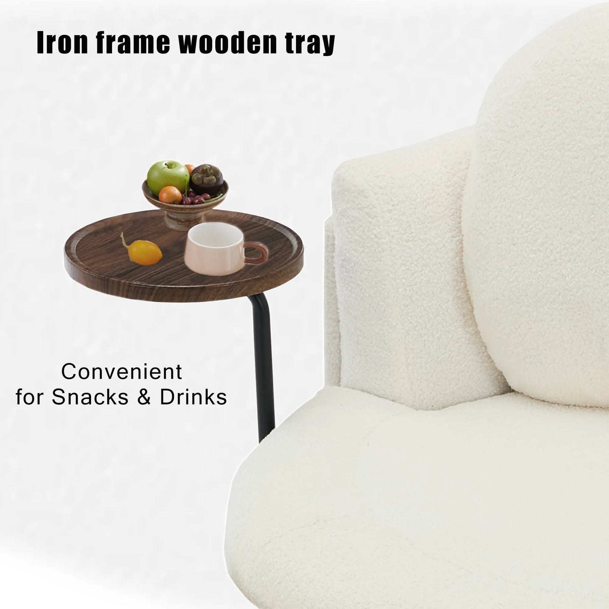 42.5" Lamb Velvet Single Sofa Chair With Cresent-Shaped Movable Footstool Ottoman