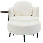 42.5" Lamb Velvet Single Sofa Chair With Cresent-Shaped Movable Footstool Ottoman