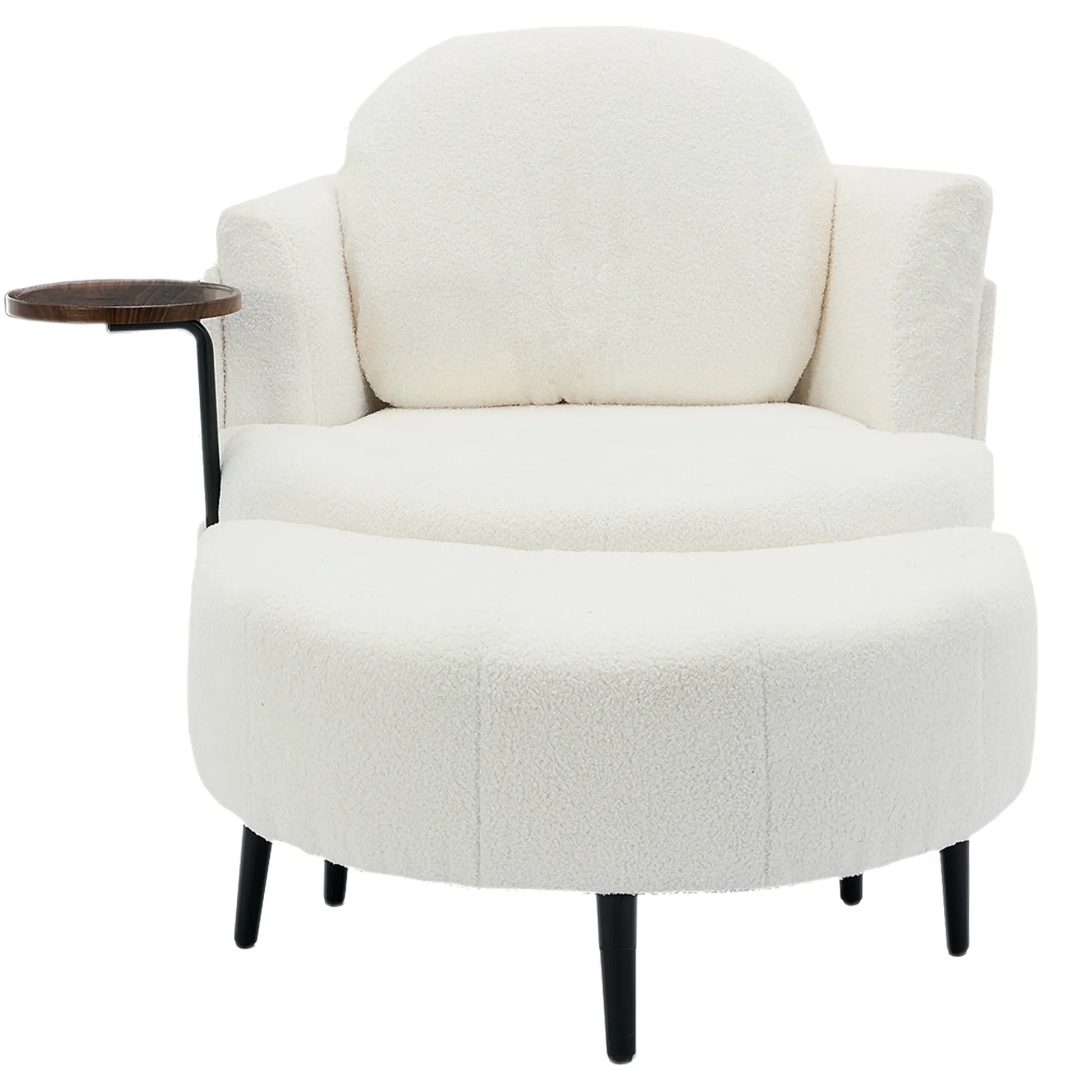 42.5" Lamb Velvet Single Sofa Chair With Cresent-Shaped Movable Footstool Ottoman