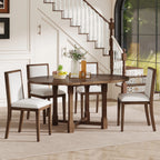 42" 5 Pieces Farmhouse Extendable Dining Table Set Wth 4 Chairs