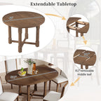 42" 5 Pieces Farmhouse Extendable Dining Table Set Wth 4 Chairs