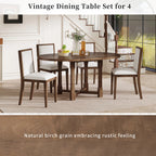 42" 5 Pieces Farmhouse Extendable Dining Table Set Wth 4 Chairs