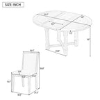 42" 5 Pieces Farmhouse Extendable Dining Table Set Wth 4 Chairs
