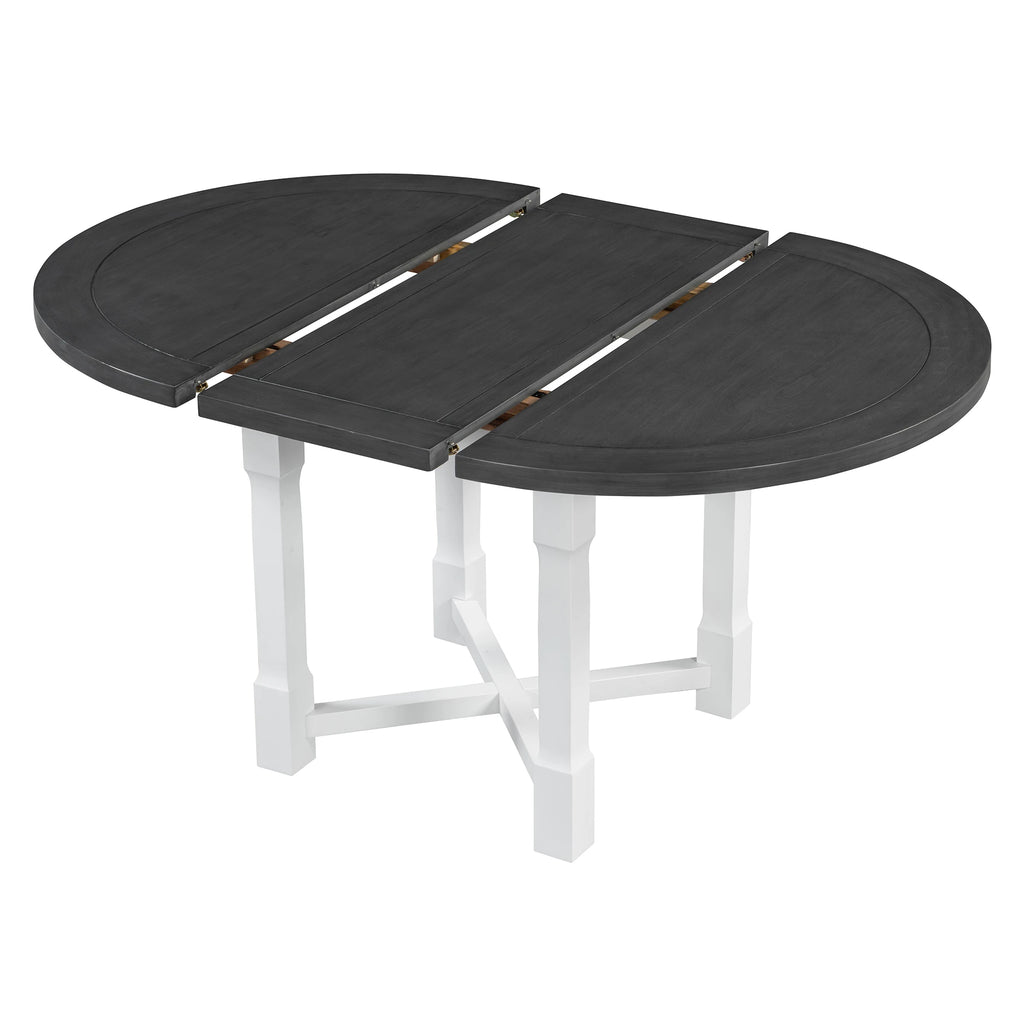 42" 5 Pieces Farmhouse Extendable Dining Table Set Wth 4 Chairs